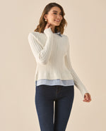 Buzo con textura suave imitación camisa para mujer  - Crudo