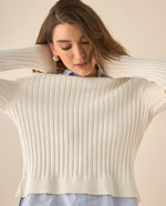 Buzo con textura suave imitación camisa para mujer  - Crudo