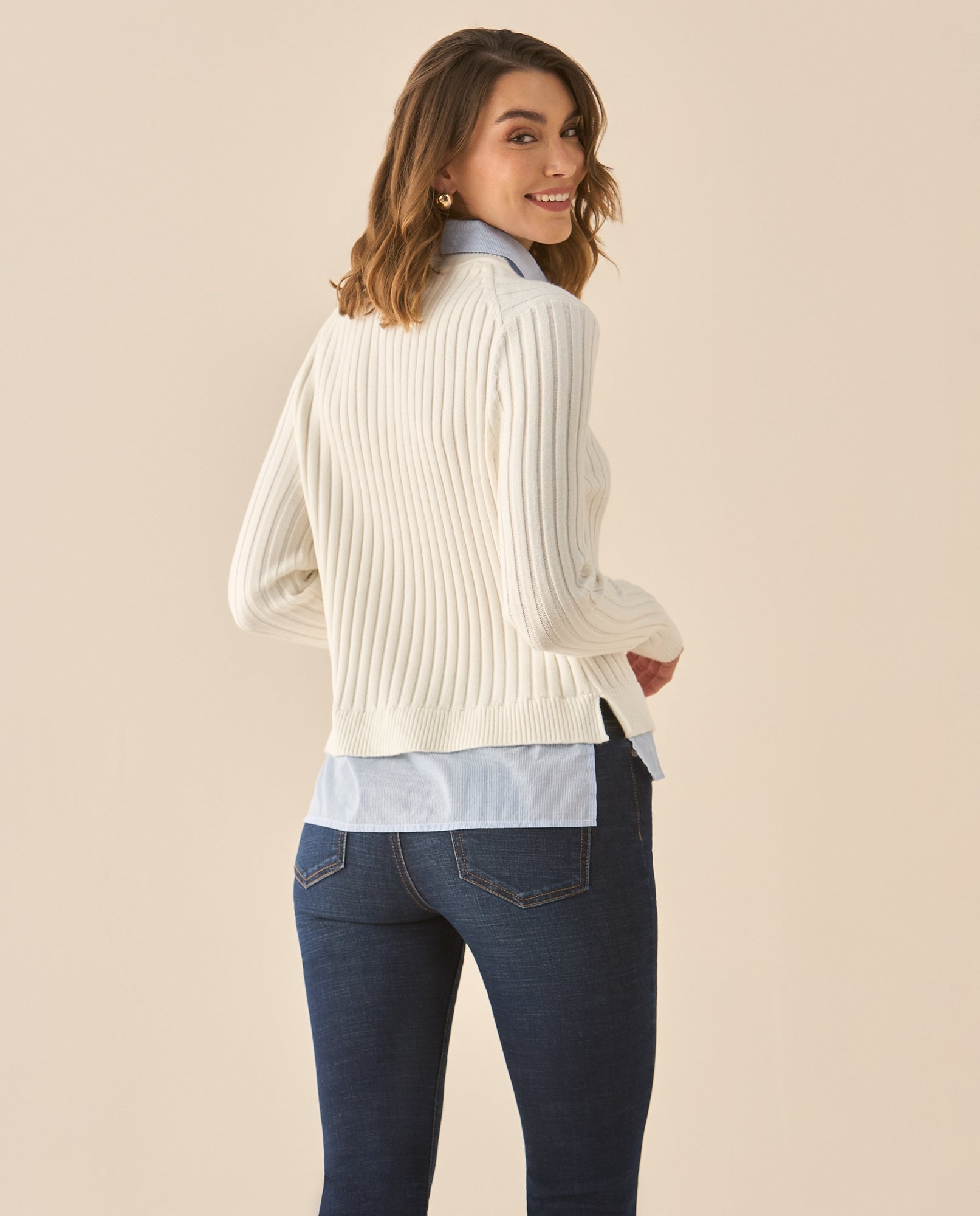 Buzo con textura suave imitación camisa para mujer  - Crudo 34_669G202_CRU110604_5