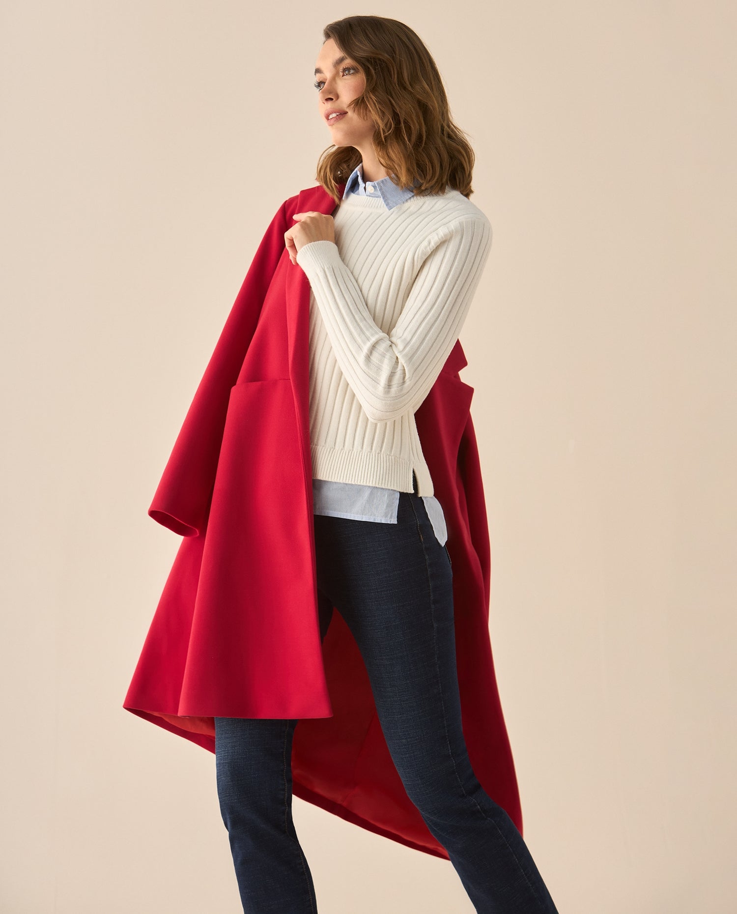 Buzo con textura suave imitación camisa para mujer  - Crudo