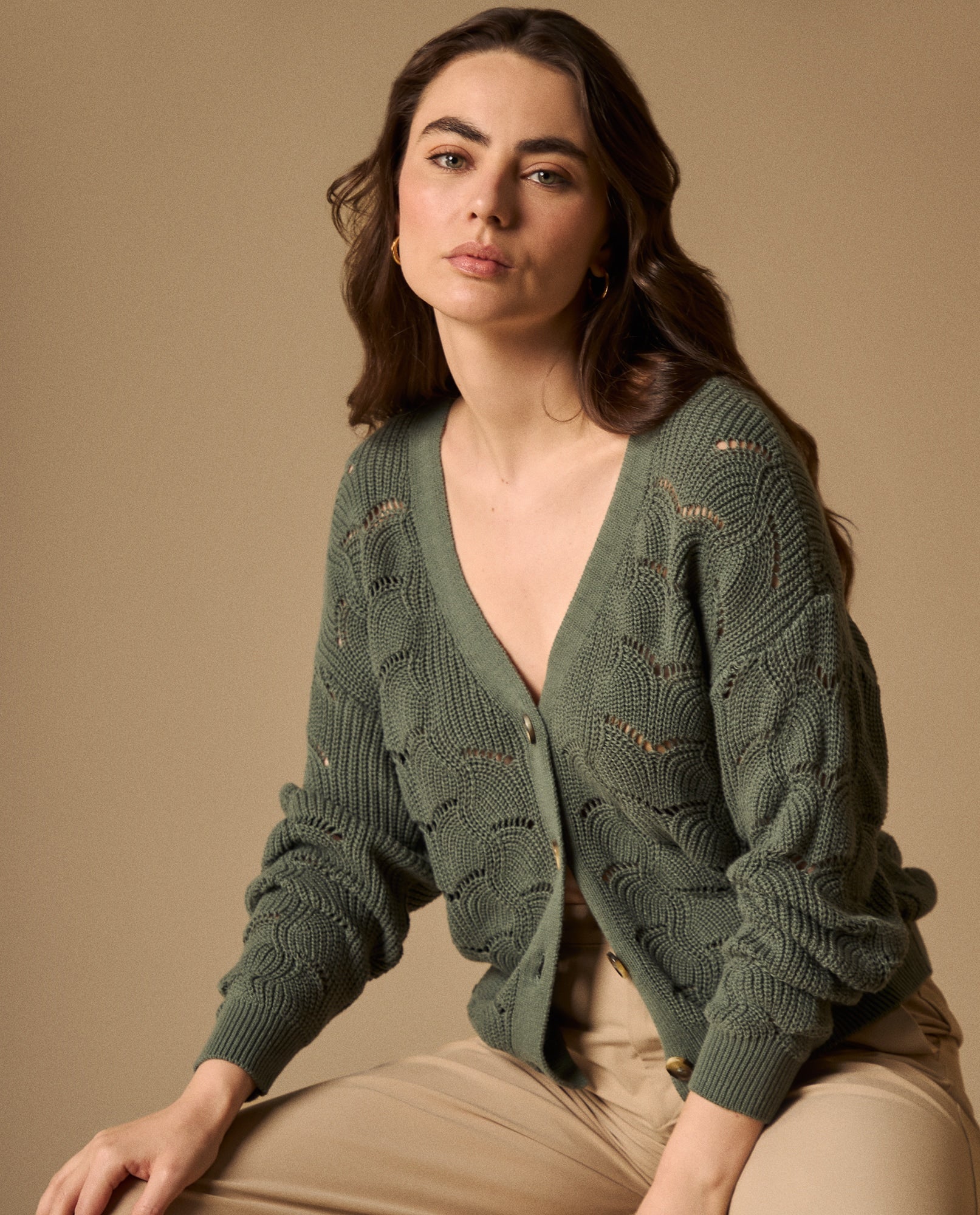 Cardigan Verde con Diseño Calado - Verde 34_669G213_VER156123_0