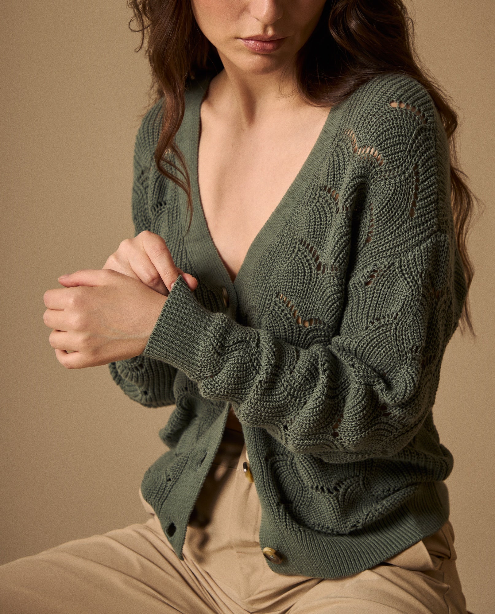 Cardigan Verde con Diseño Calado - Verde 34_669G213_VER156123_3