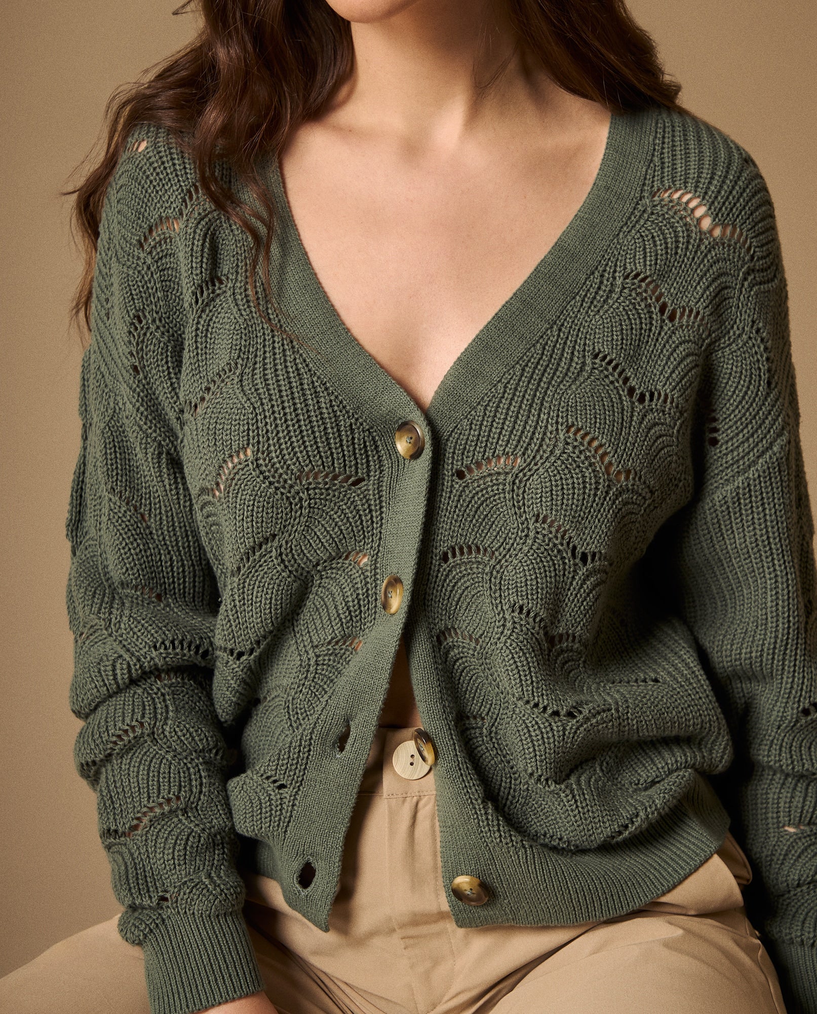 Cardigan Verde con Diseño Calado - Verde 34_669G213_VER156123_4