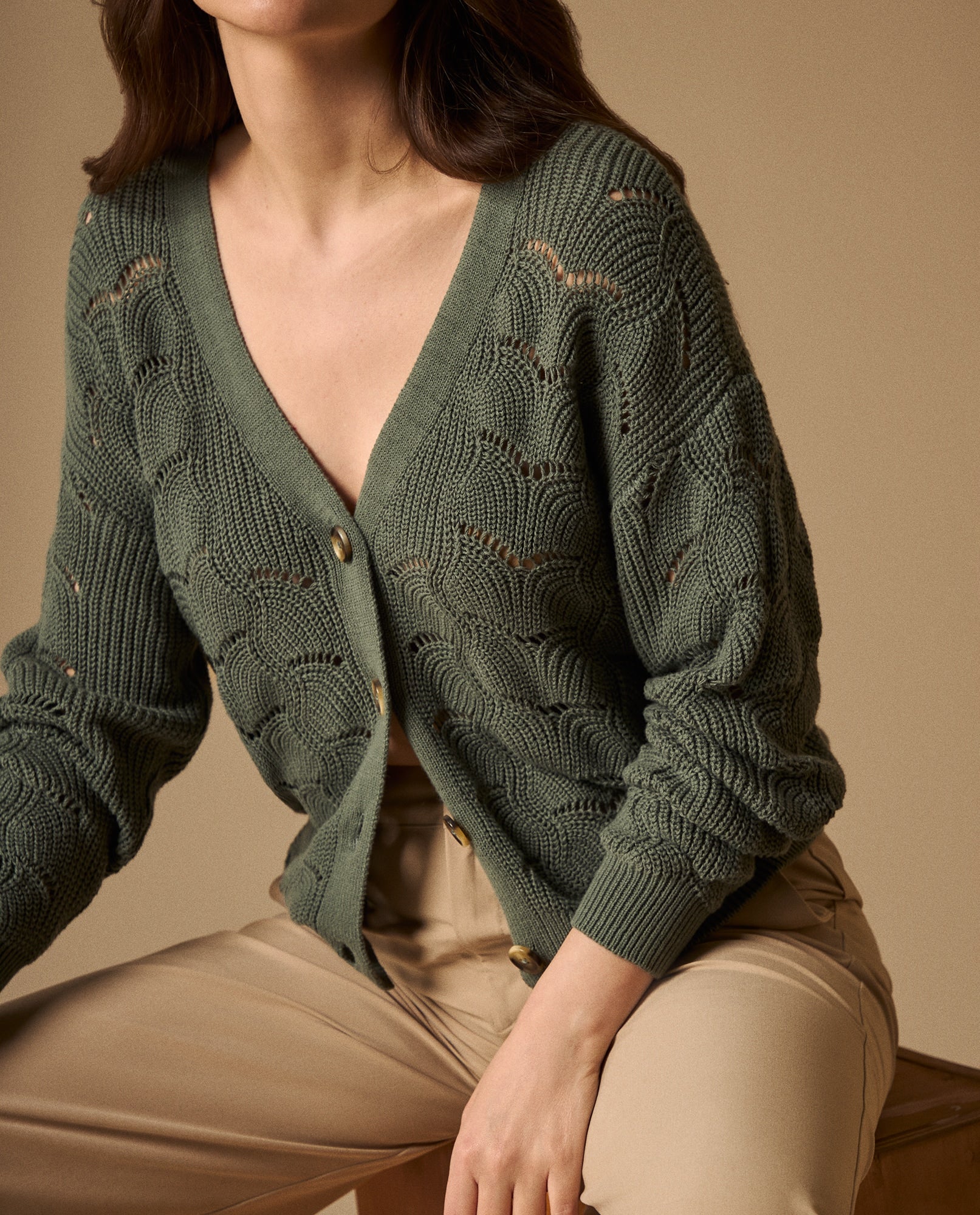 Cardigan Verde con Diseño Calado - Verde 34_669G213_VER156123_5