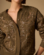Cardigan Verde con Lentejuelas Doradas - Verde