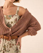 Cardigan Tejido Calado Café Ladrillo - Café