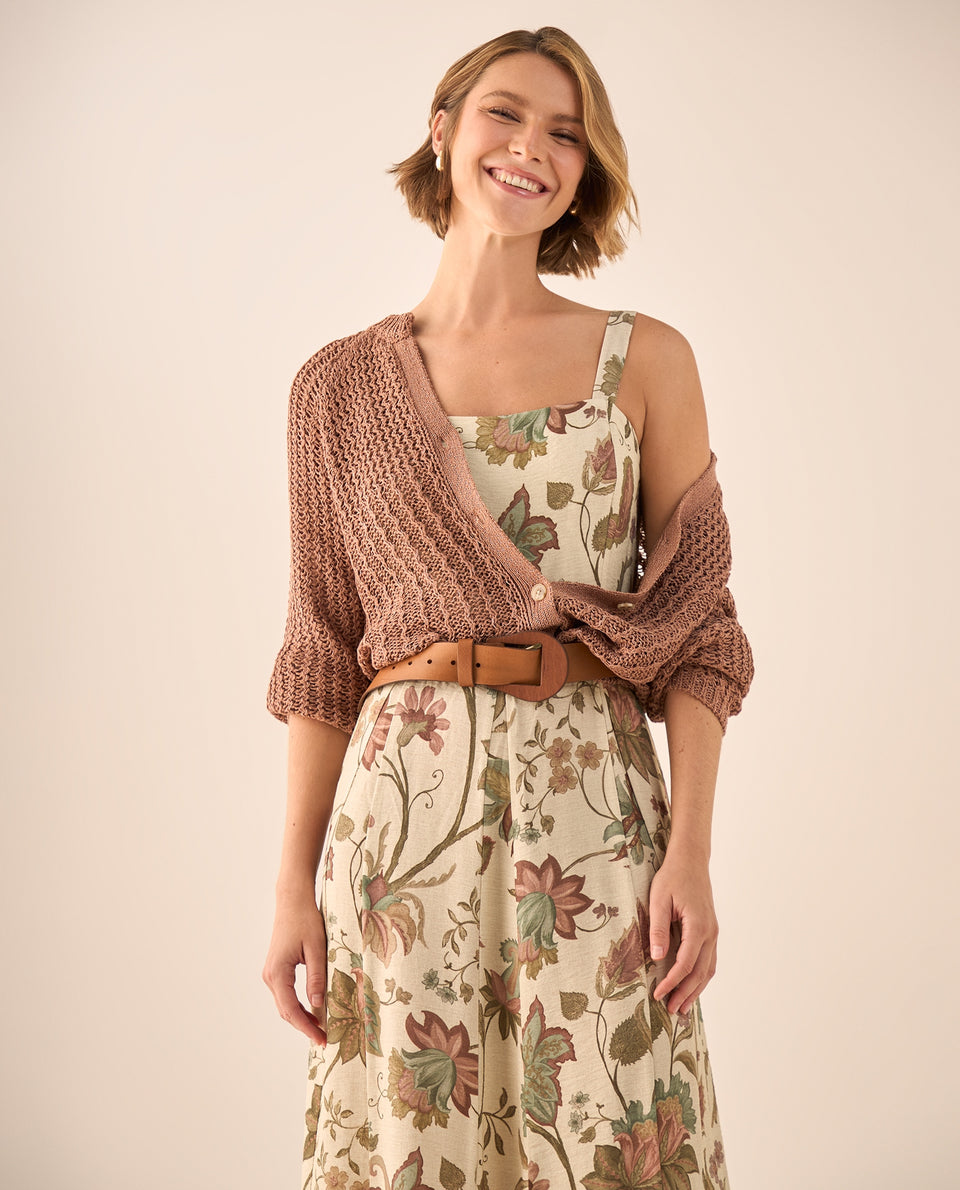 Cardigan Tejido Calado Café Ladrillo - Café 34_669G219_CAF171340_3