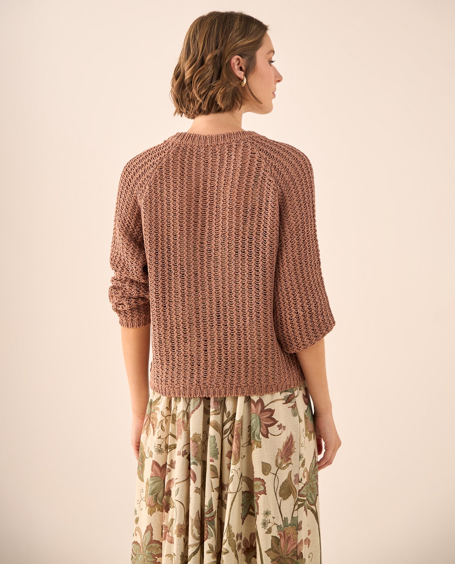 Cardigan Tejido Calado Café Ladrillo - Café