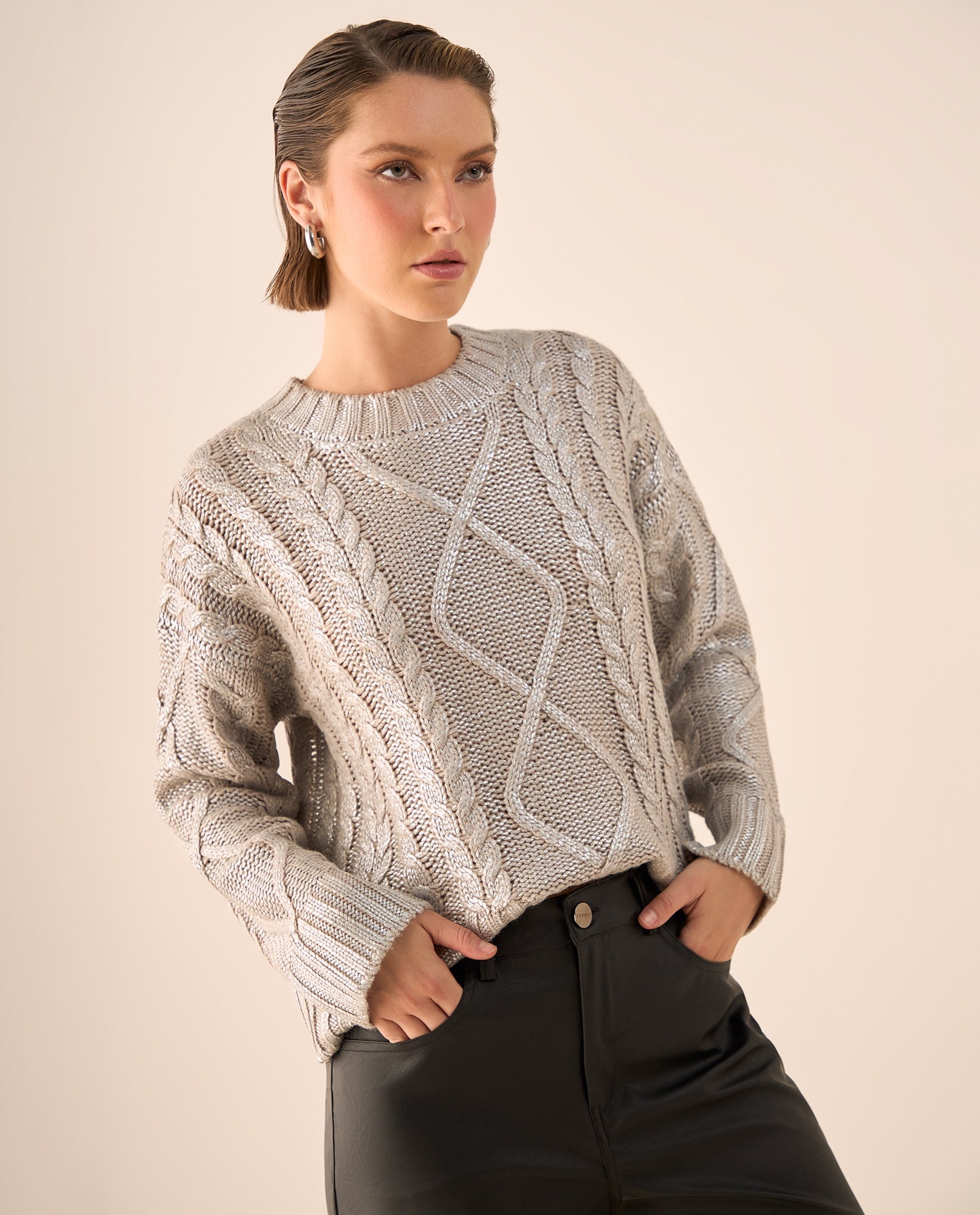 Suéter tejido cuello tortuga - Gris 34_669G230_GRI185203_0