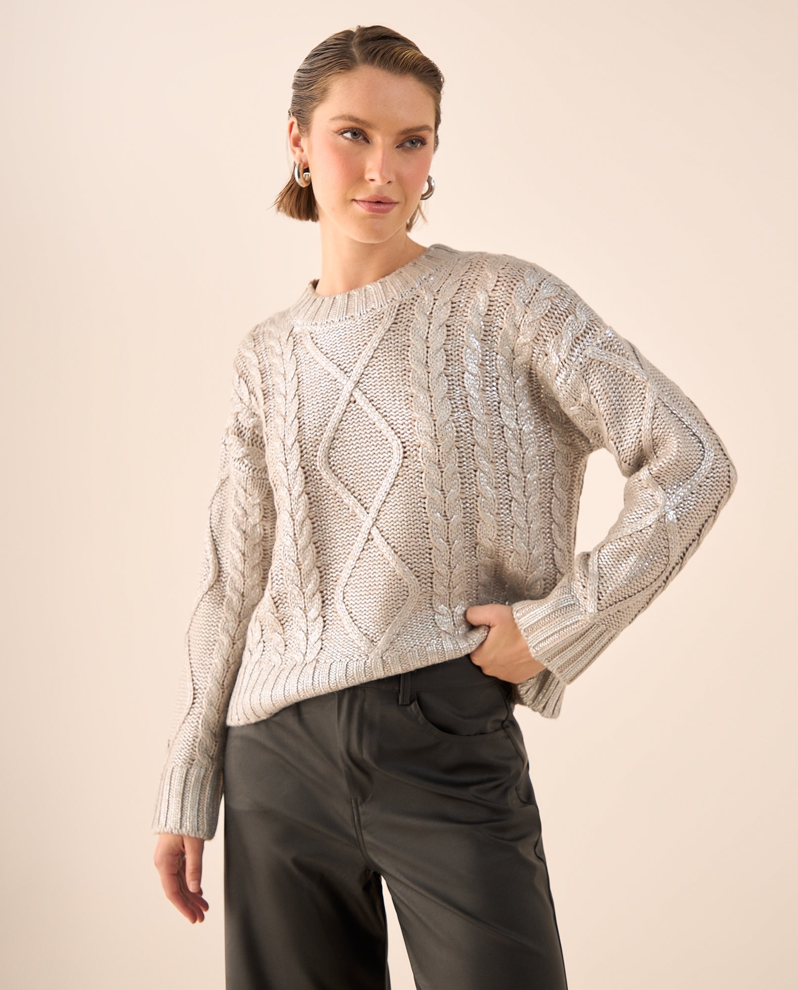 Suéter tejido cuello tortuga - Gris 34_669G230_GRI185203_4