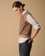 Chaleco Tejido Animal Print Beige - Beige