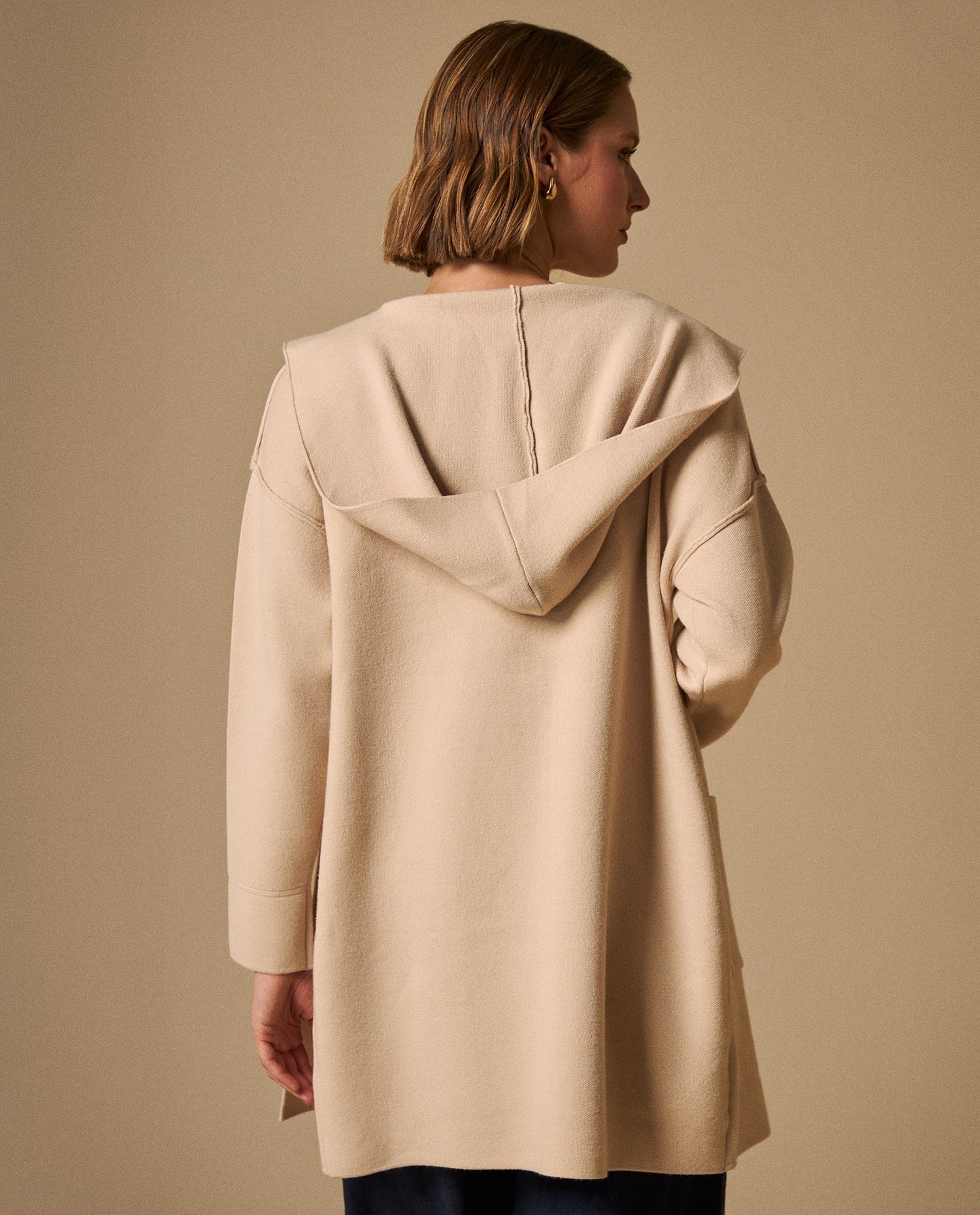 Suéter Tejido Beige con Capucha - Beige
