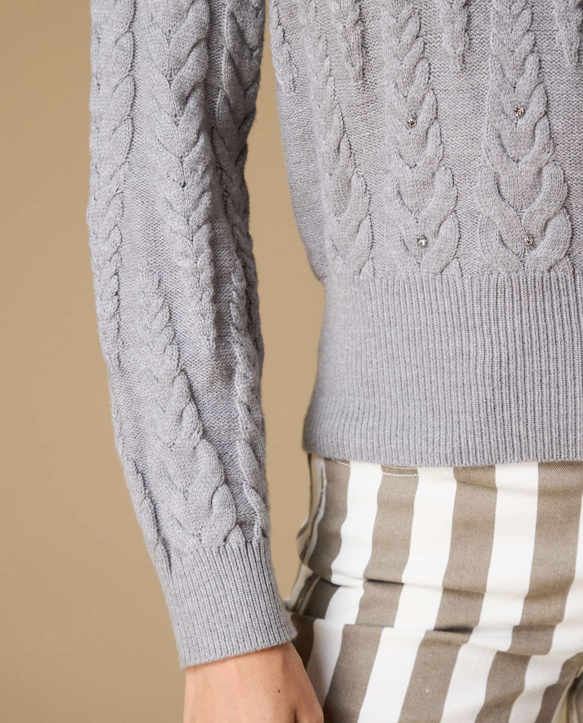 Suéter tejido cuello alto mujer - Gris 34_669H213_GRI171112_4