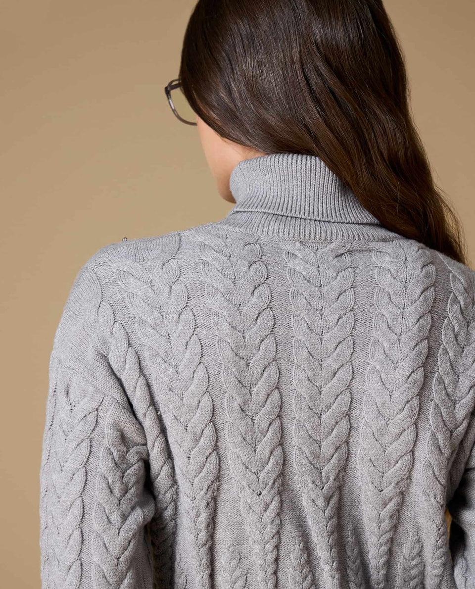 Suéter tejido cuello alto mujer - Gris 34_669H213_GRI171112_5