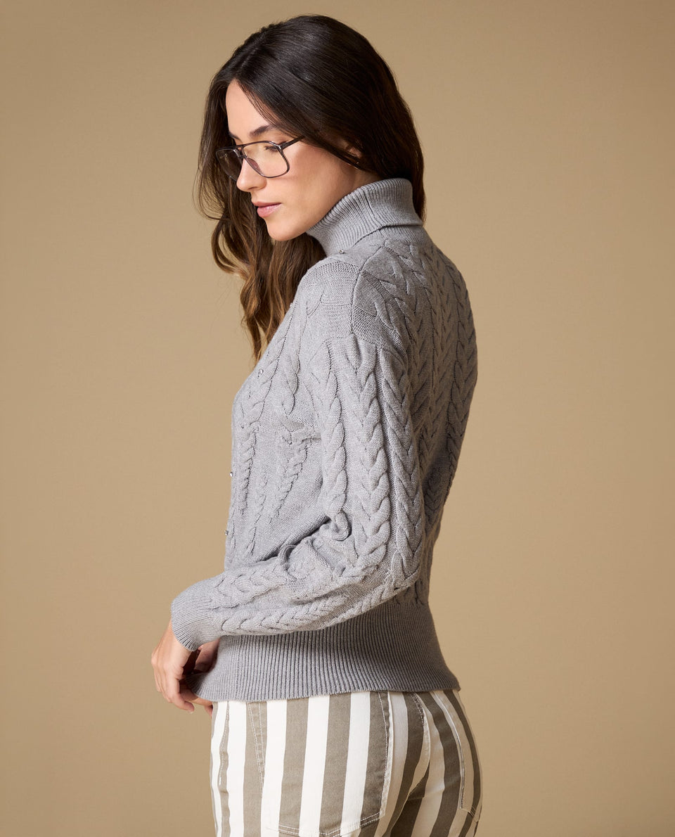 Suéter tejido cuello alto mujer - Gris 34_669H213_GRI171112_7