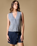 Chaleco tejido cuello V bordado - Gris 34_669H291_GRI171112_0