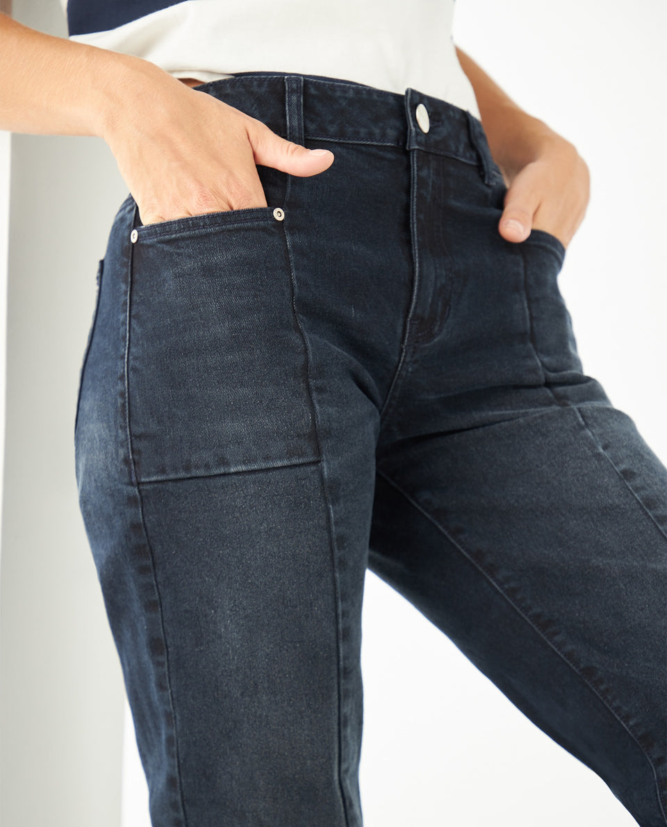Jean Stright fit cuatro bolsillos para mujer - Azul 34_671F004_AZU193933_5
