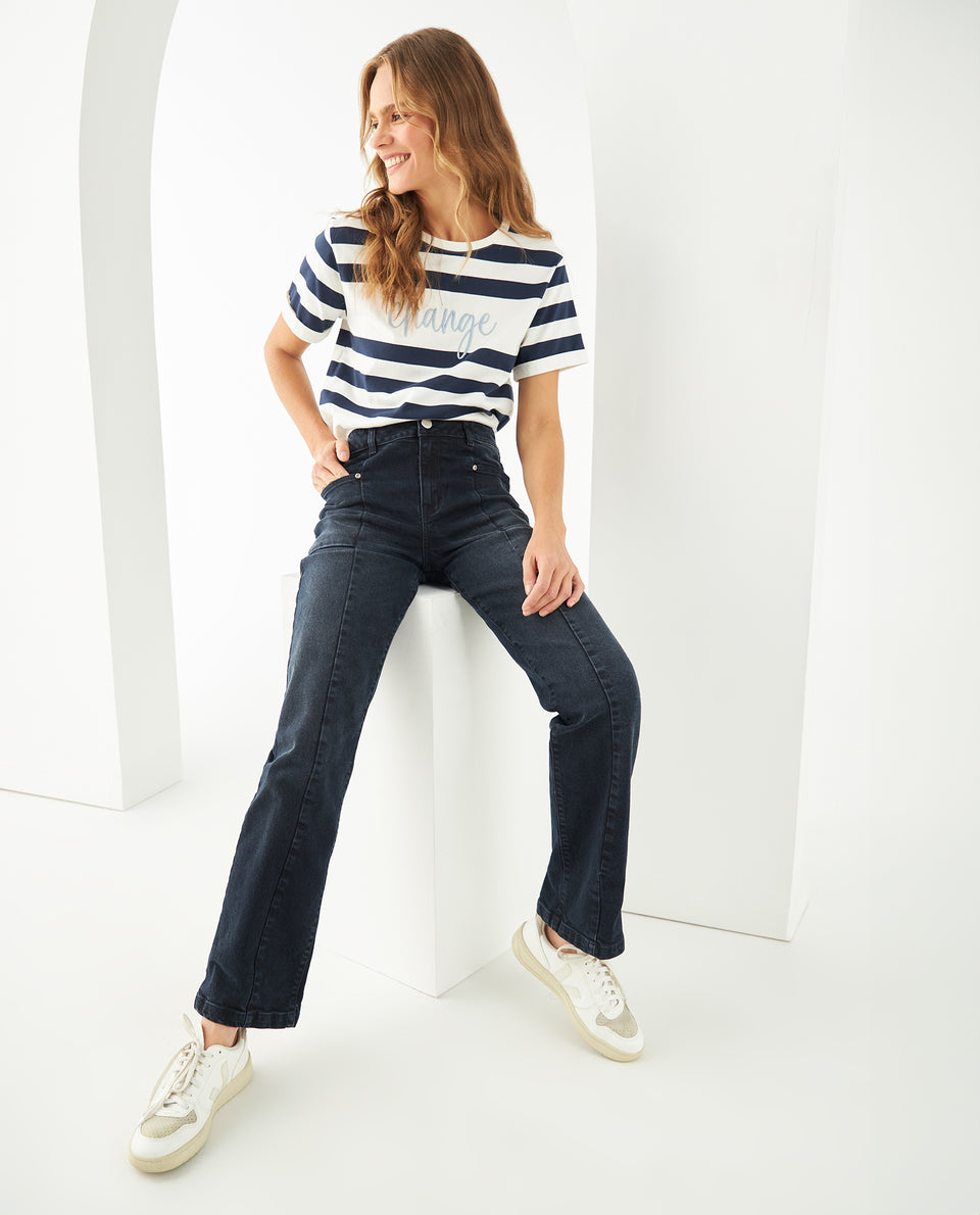 Jean Stright fit cuatro bolsillos para mujer - Azul 34_671F004_AZU193933_7