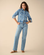 Jean Straight bota recta para mujer - Azul