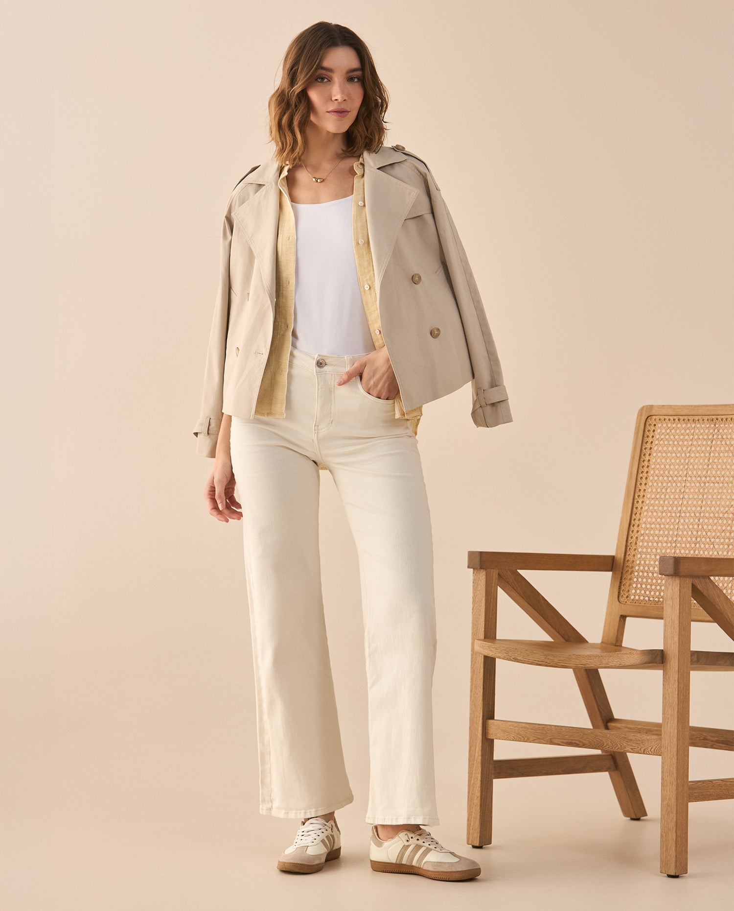 Jean Wide Leg de bota amplia para mujer - Crudo