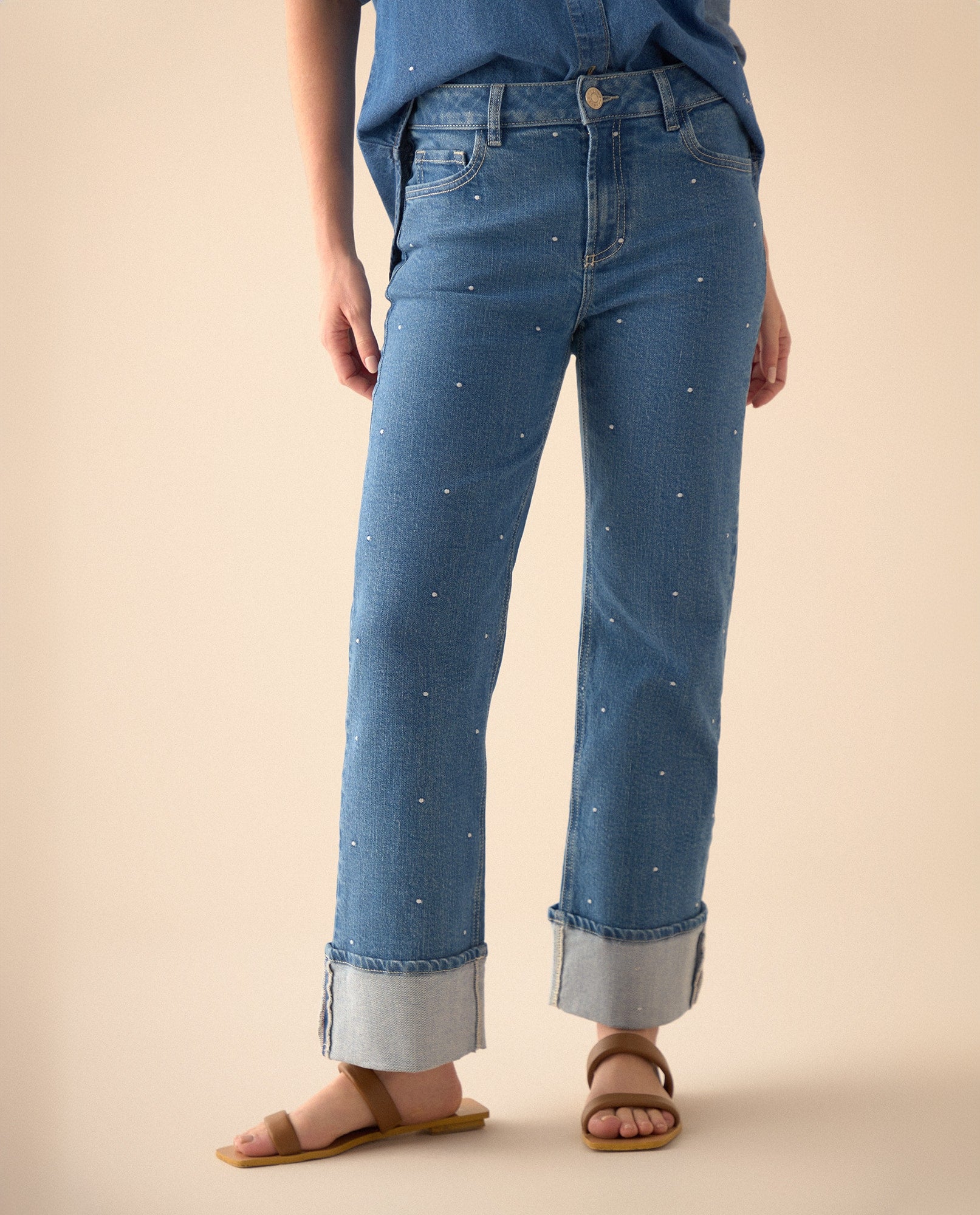 Jean de ruedo con guardapolvo para mujer - Azul 34_671G020_AZU174027_3
