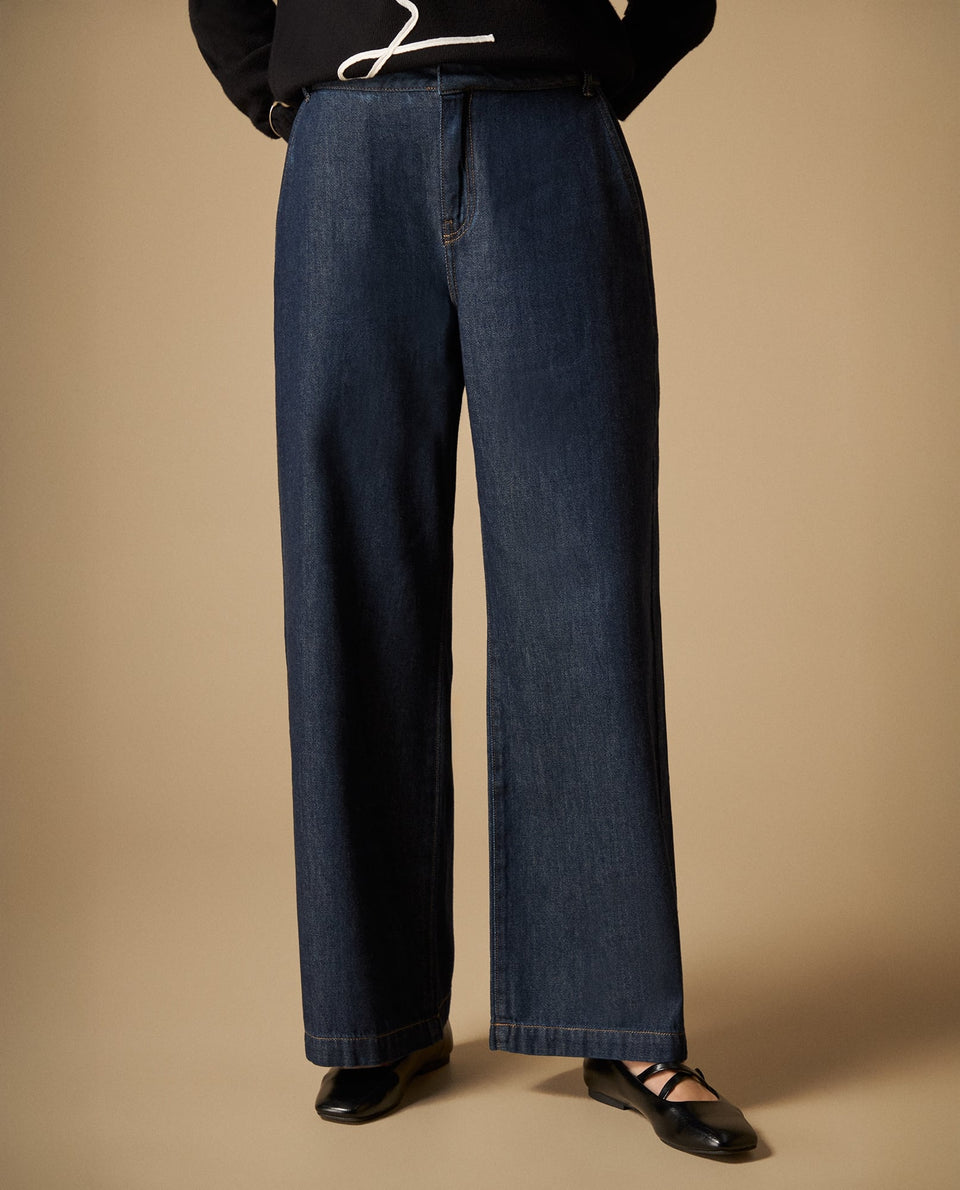Pantalón chino de algodón liviano pierna amplia - Azul 34_671H004_AZU193924_3