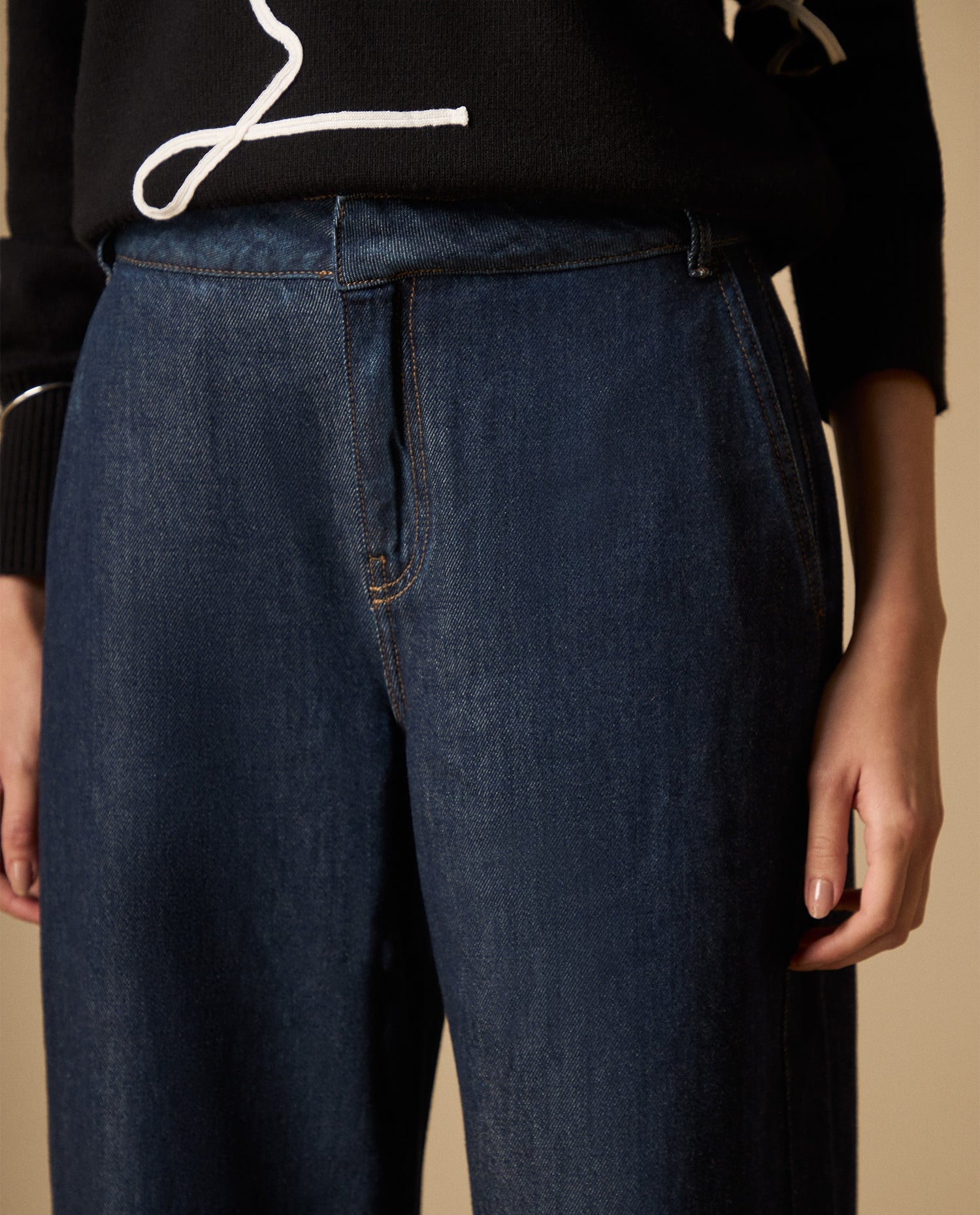 Pantalón chino de algodón liviano pierna amplia - Azul