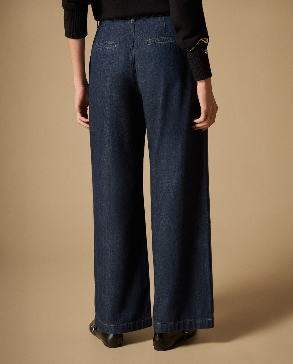 Pantalón chino de algodón liviano pierna amplia - Azul 34_671H004_AZU193924_5