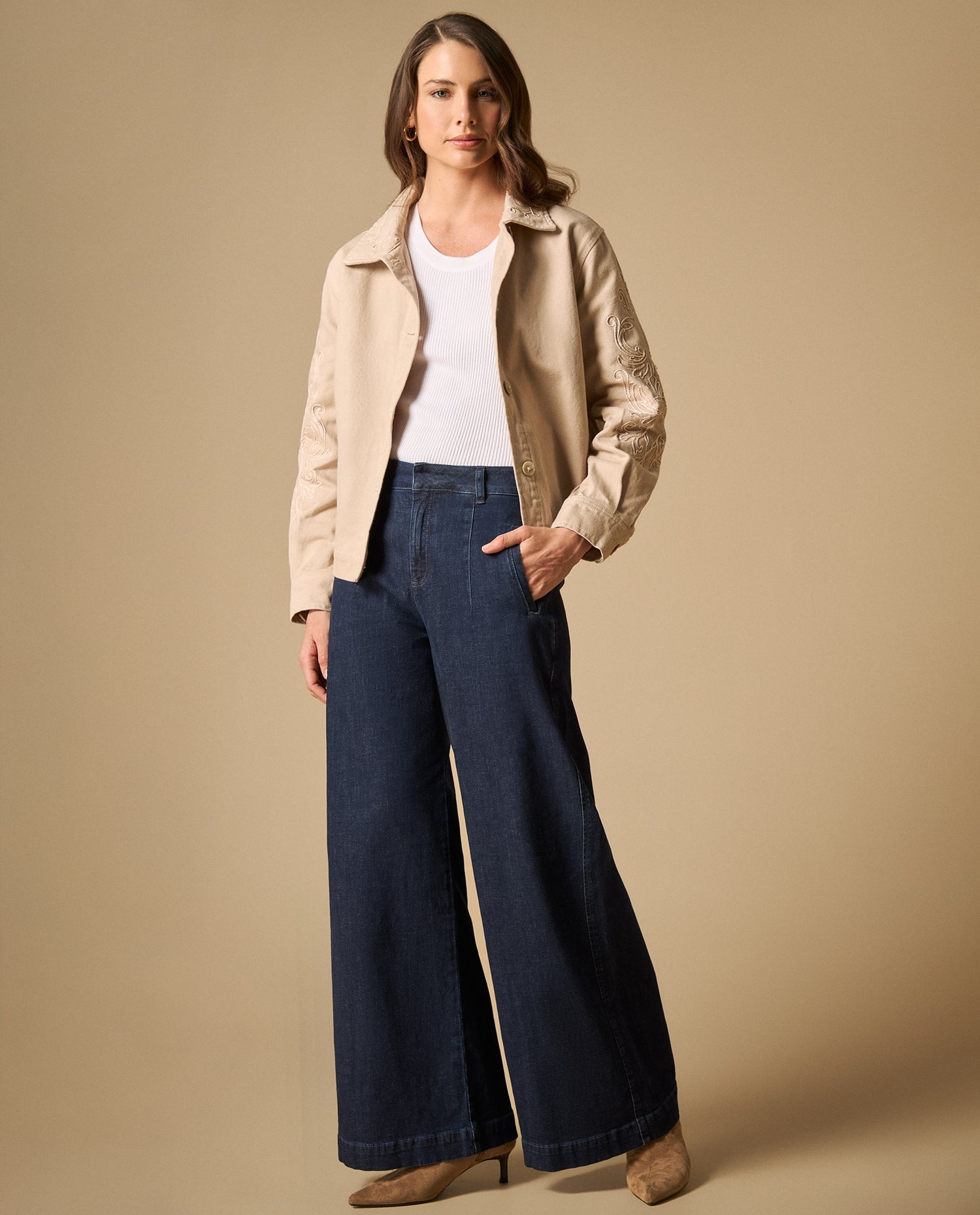 Jean wide leg denim liviano - Azul