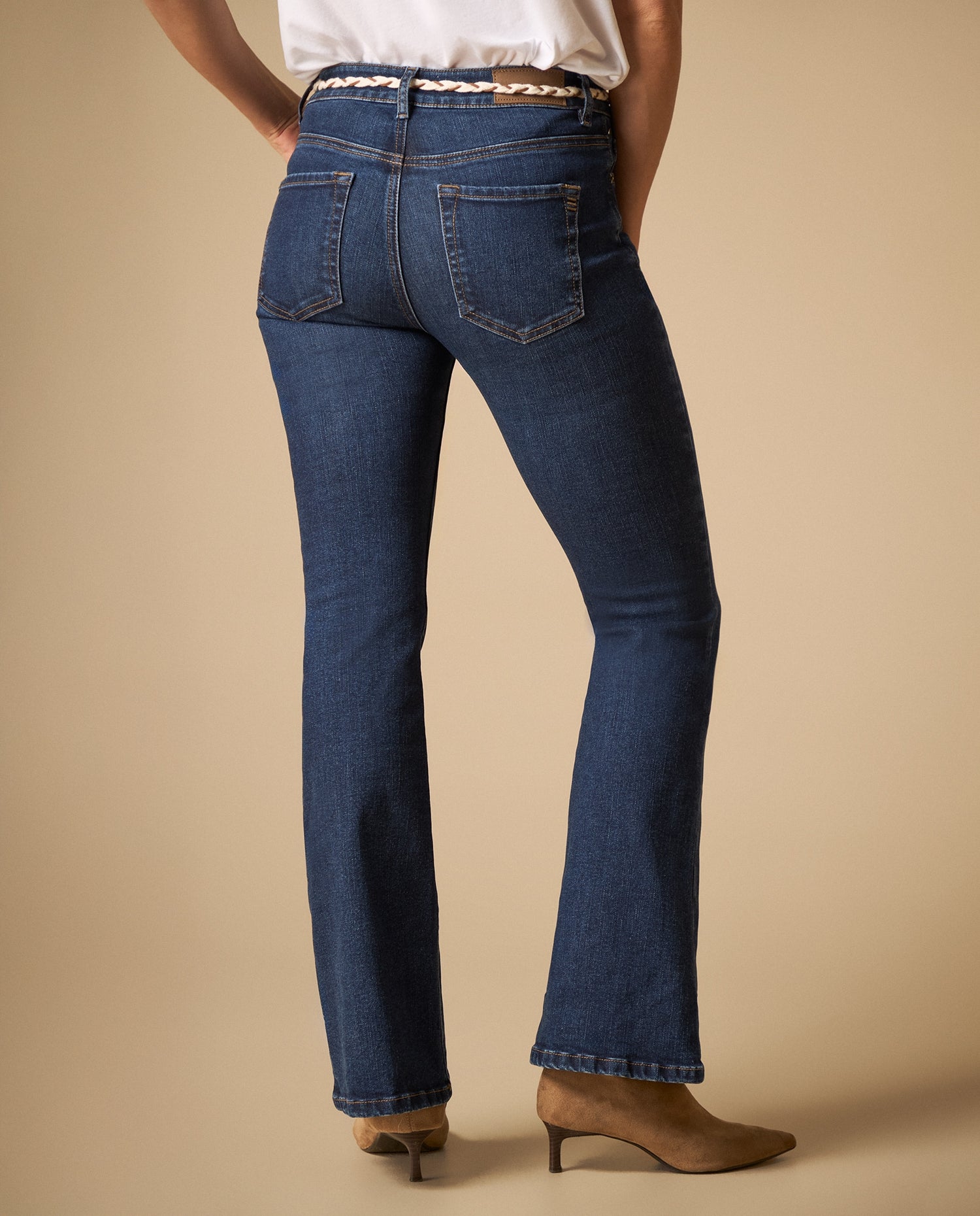 Jean flare pierna amplia tiro medio - Azul