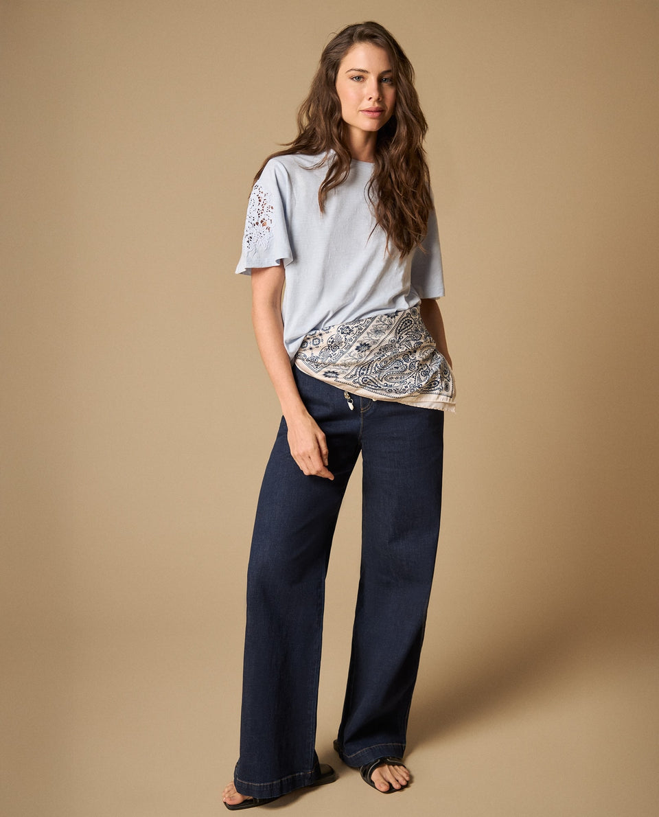 Pantalón denim liviano con pretina elástica y cordón ajustable - Azul 34_671H031_AZU193933_5