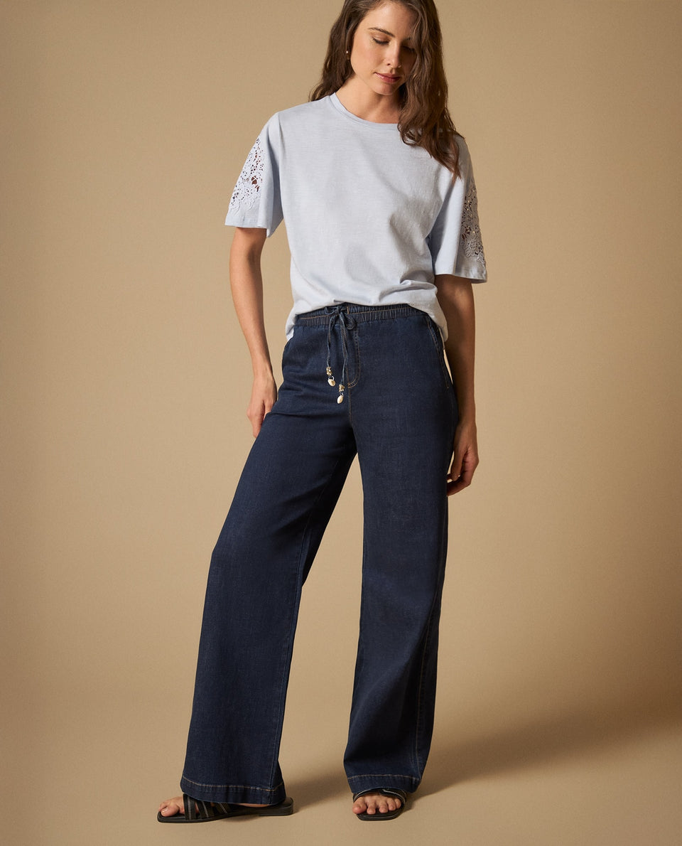 Pantalón denim liviano con pretina elástica y cordón ajustable - Azul 34_671H031_AZU193933_7