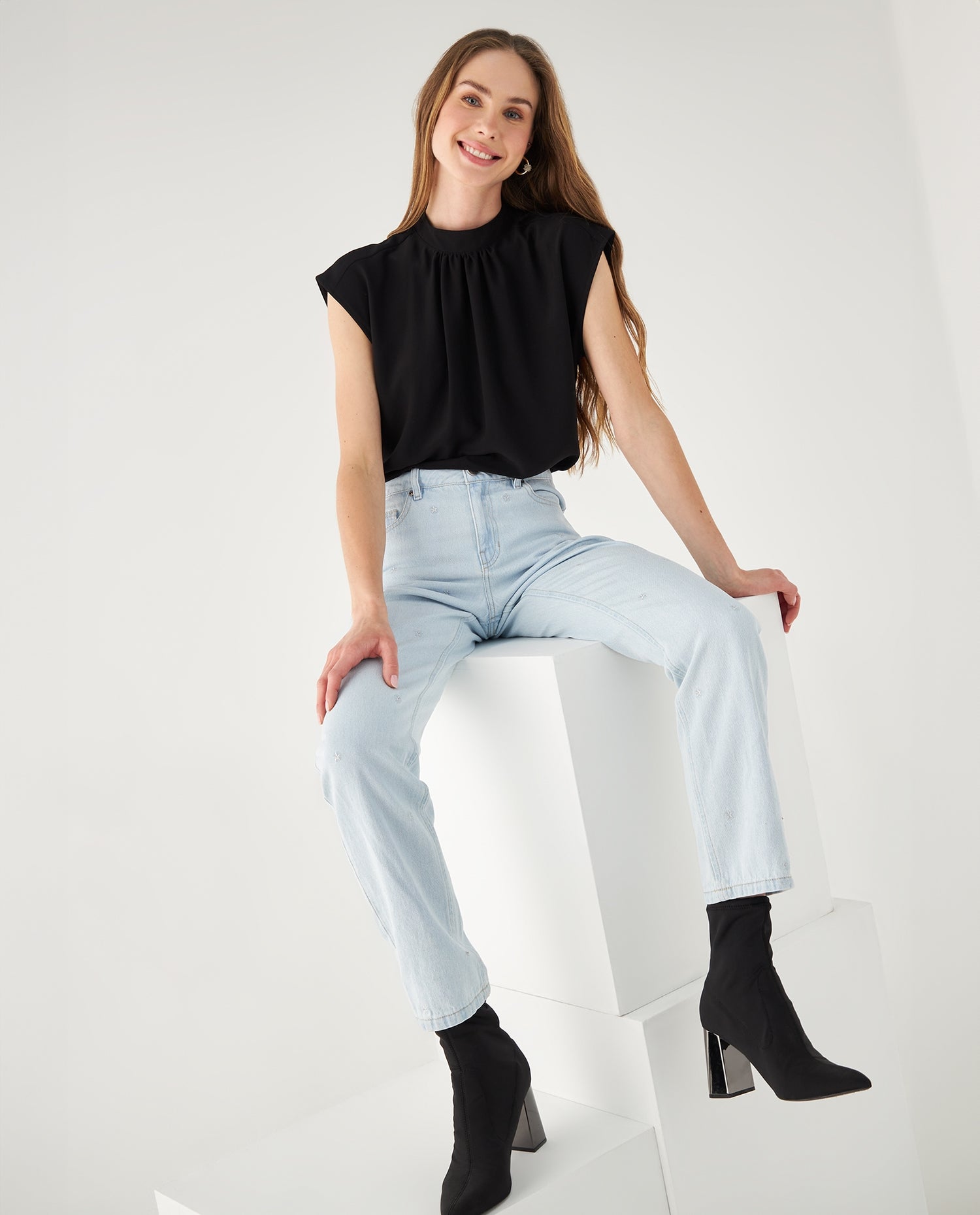 Jean Straight tono claro para mujer - Azul