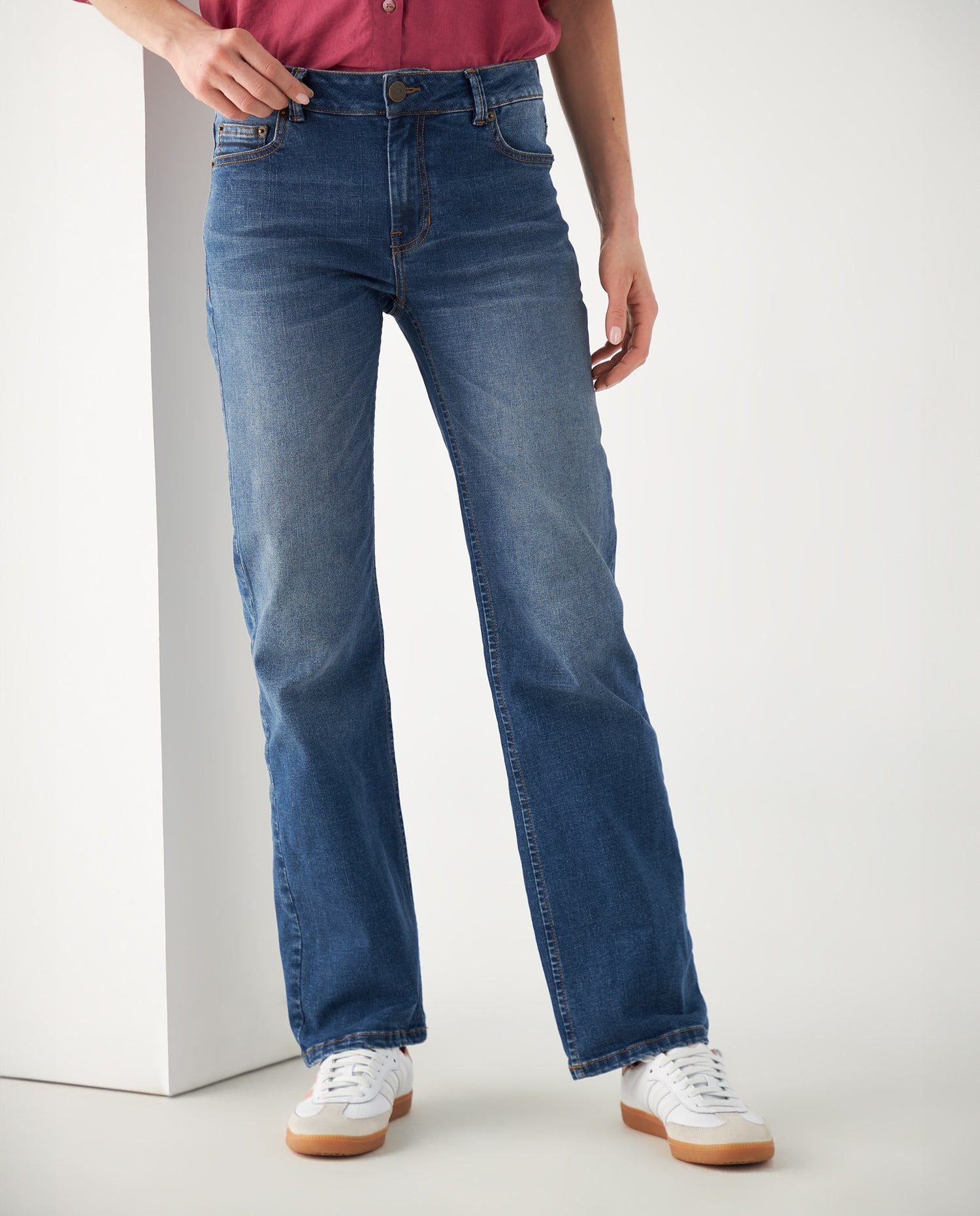 Jean Straight cinco bolsillos para mujer - Azul