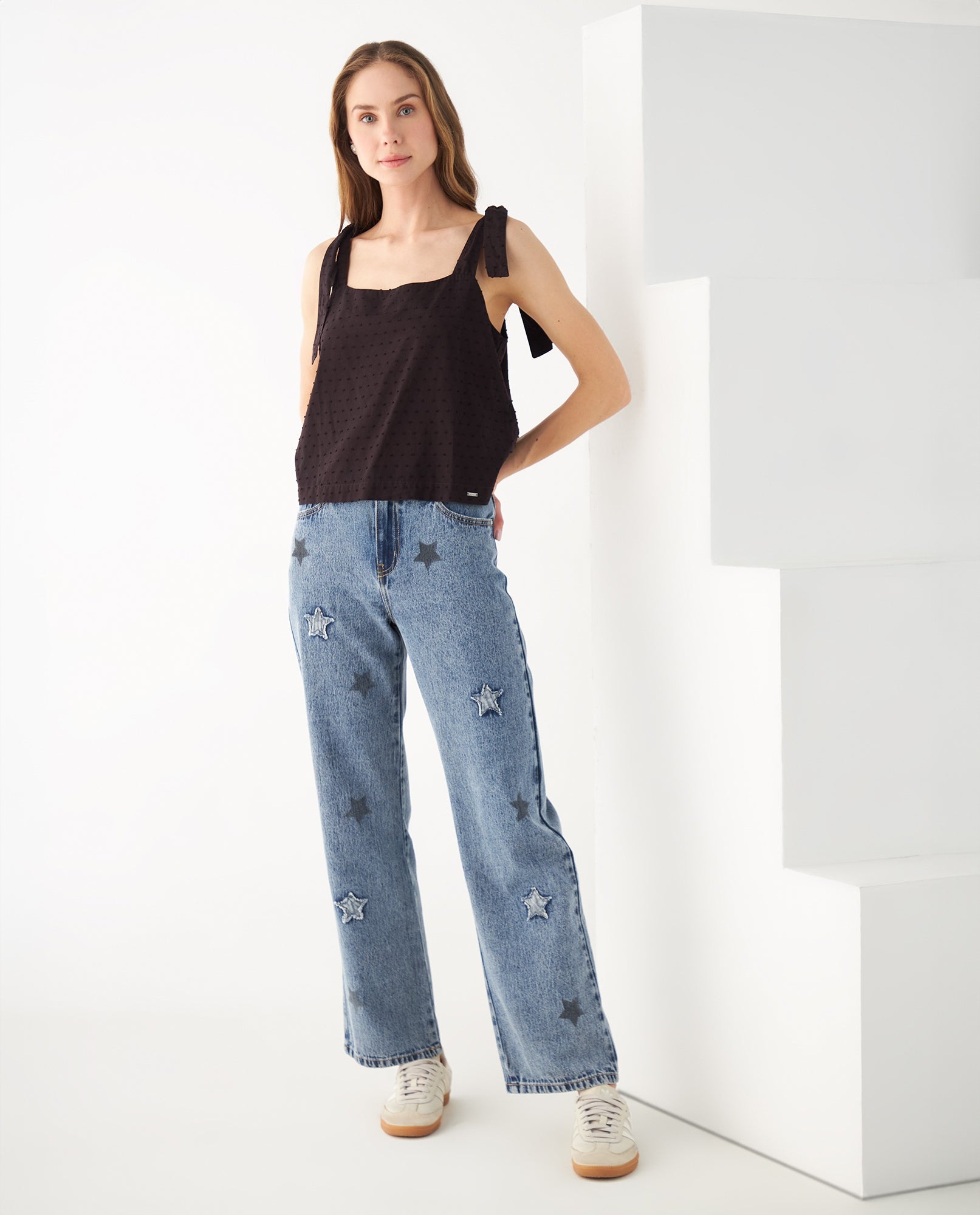 Jean con apliques de estrellas para mujer - Azul 34_672F011_AZU174027_0