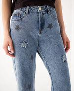 Jean con apliques de estrellas para mujer - Azul