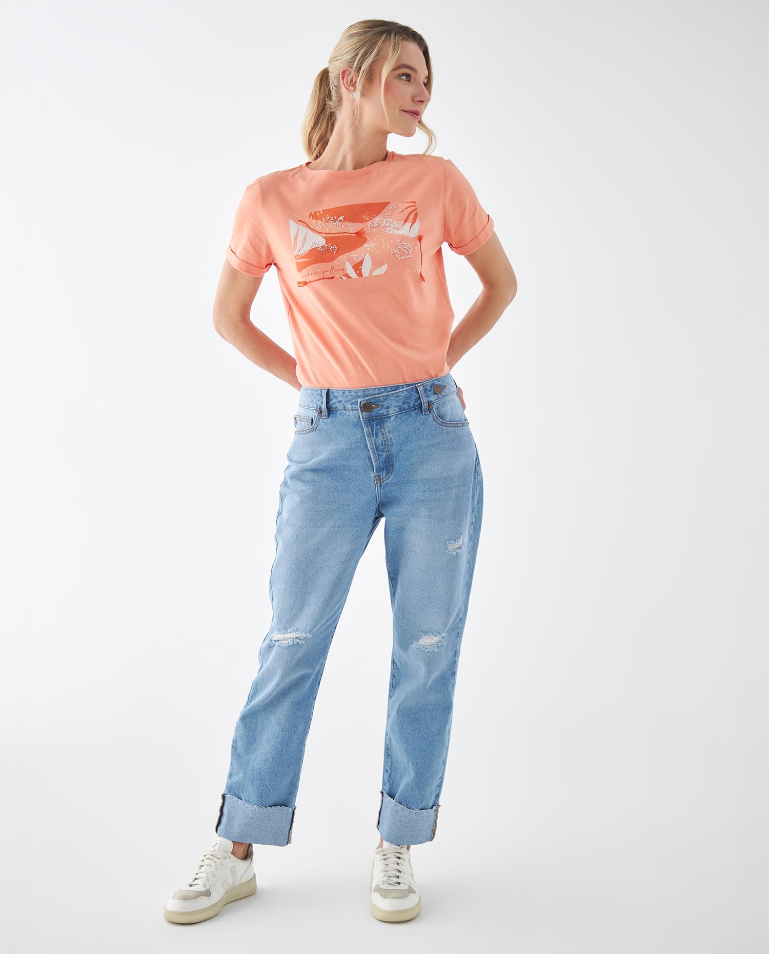 Jean con ajuste cruzado para mujer - Azul