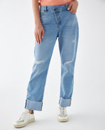 Jean con ajuste cruzado para mujer - Azul