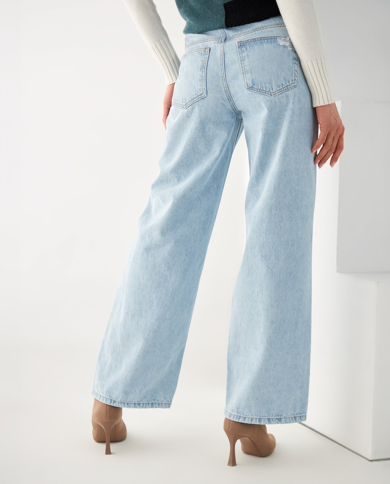 Jean Wide Leg con rotos para mujer - Azul