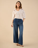 Jean tipo jogger tono oscuro para mujer - Azul