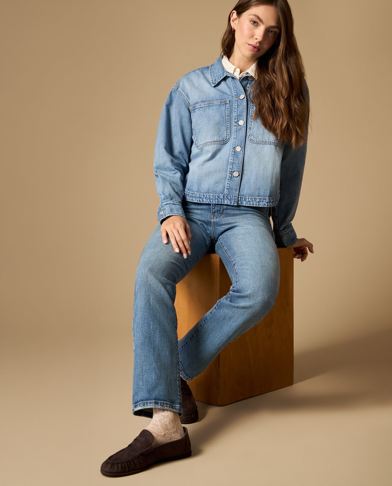 Jean straight con pañoleta incluida - Azul