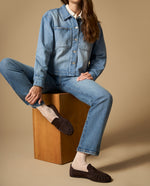 Jean straight con pañoleta incluida - Azul