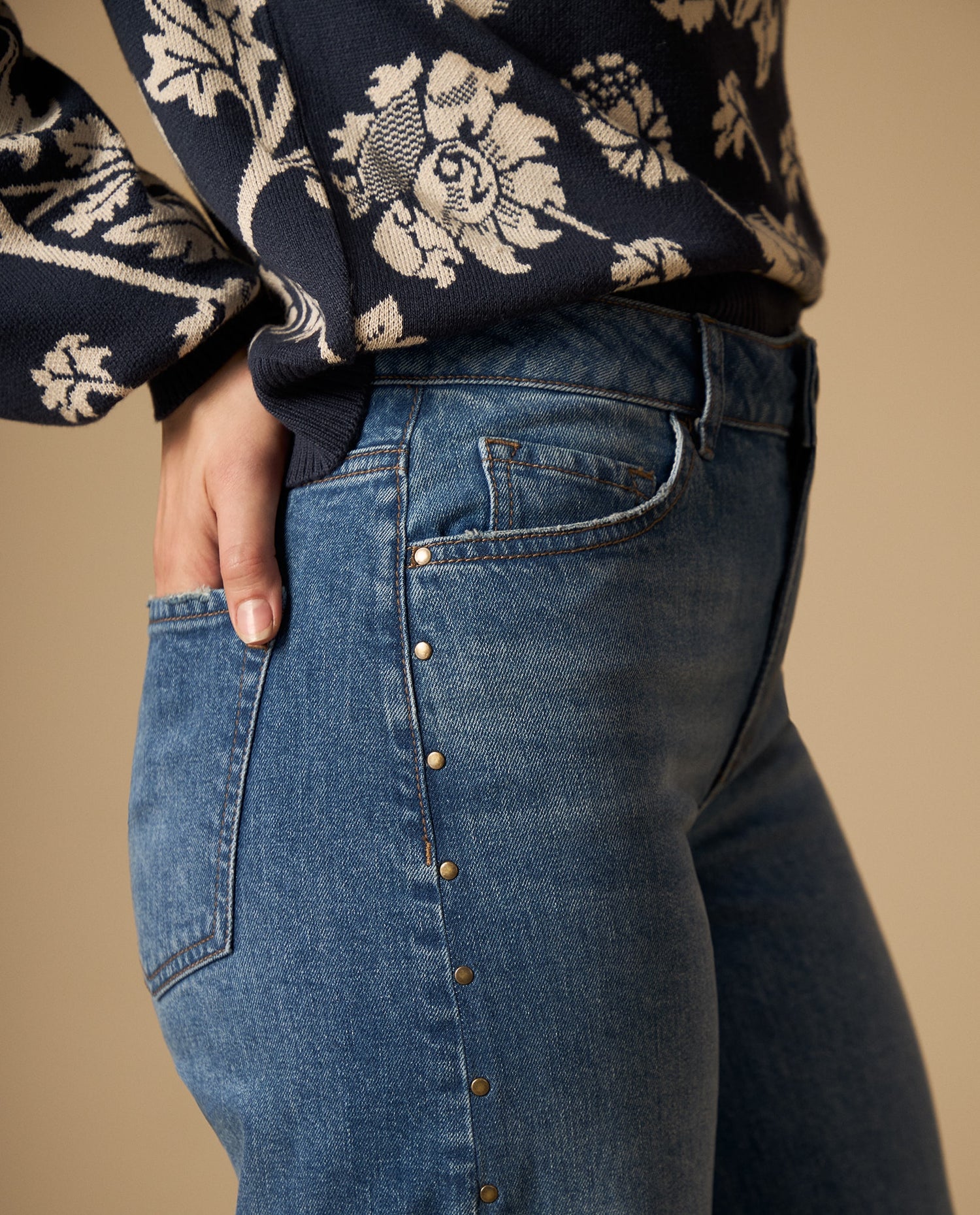Jean wide leg silueta amplia - Azul