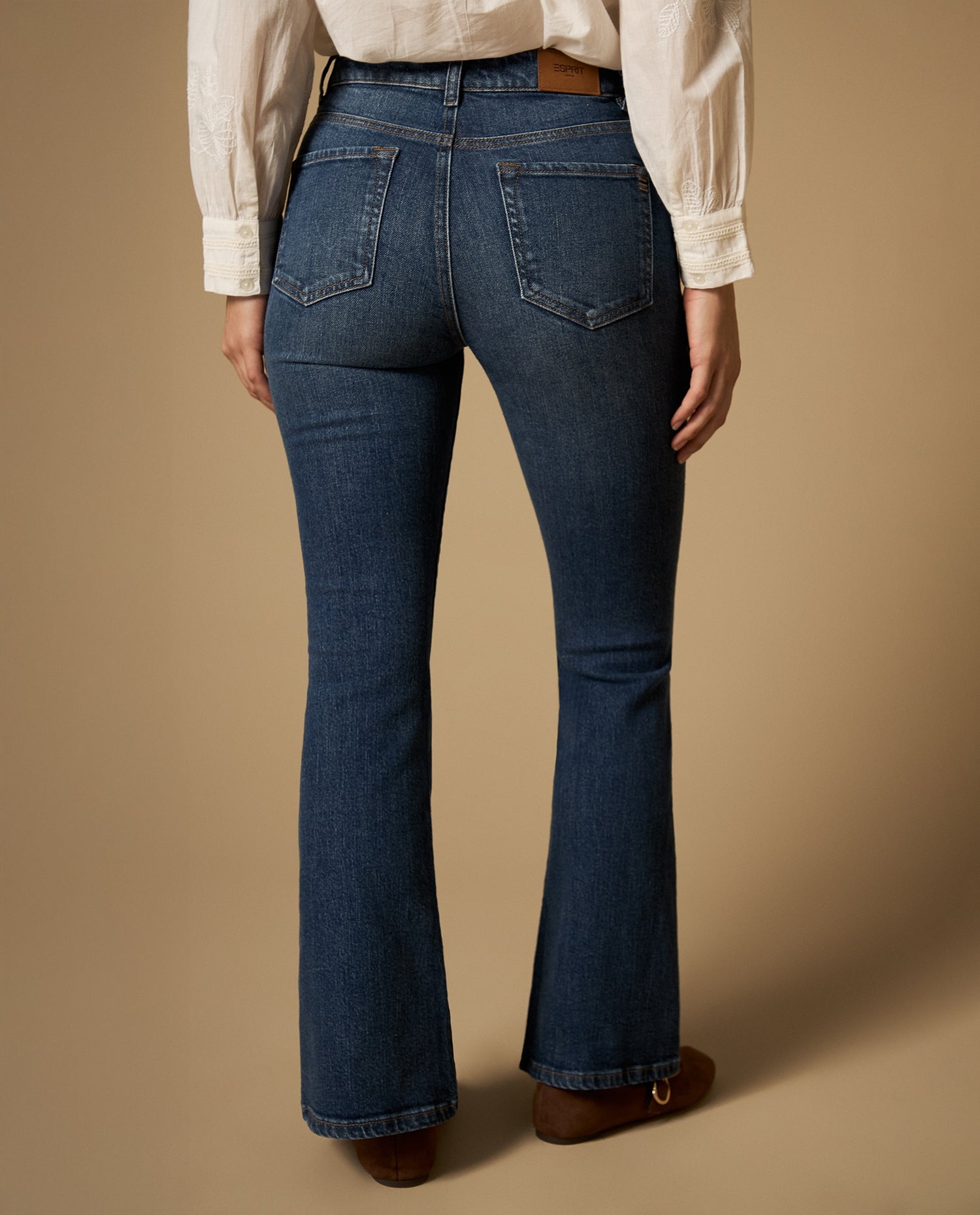 Jean flare largo regular tiro medio - Azul