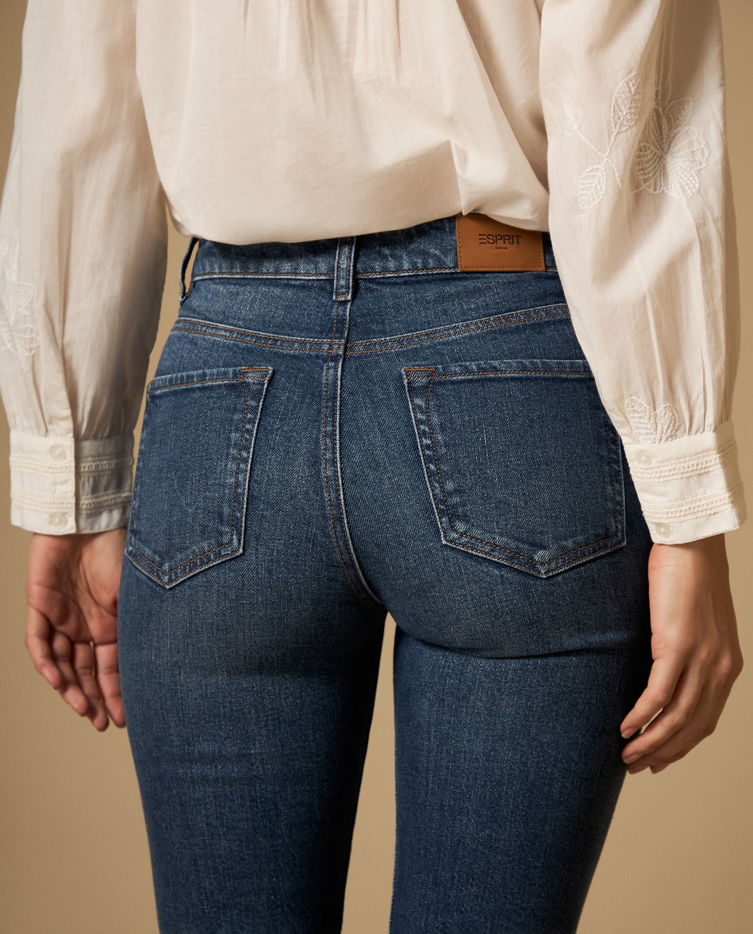 Jean flare largo regular tiro medio - Azul