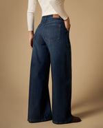 Jean wide leg con bolsillos parche - Azul