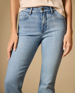 Jean flare largo regular tiro medio - Azul