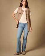 Jean flare largo regular tiro medio - Azul