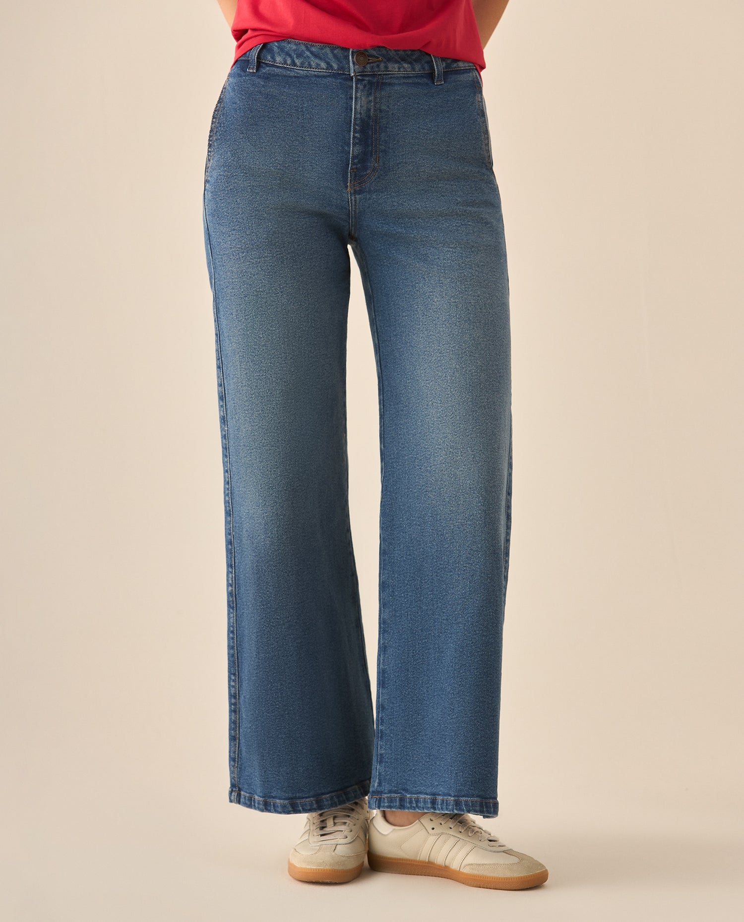 Jean Wide Leg tono medio para mujer - Azul