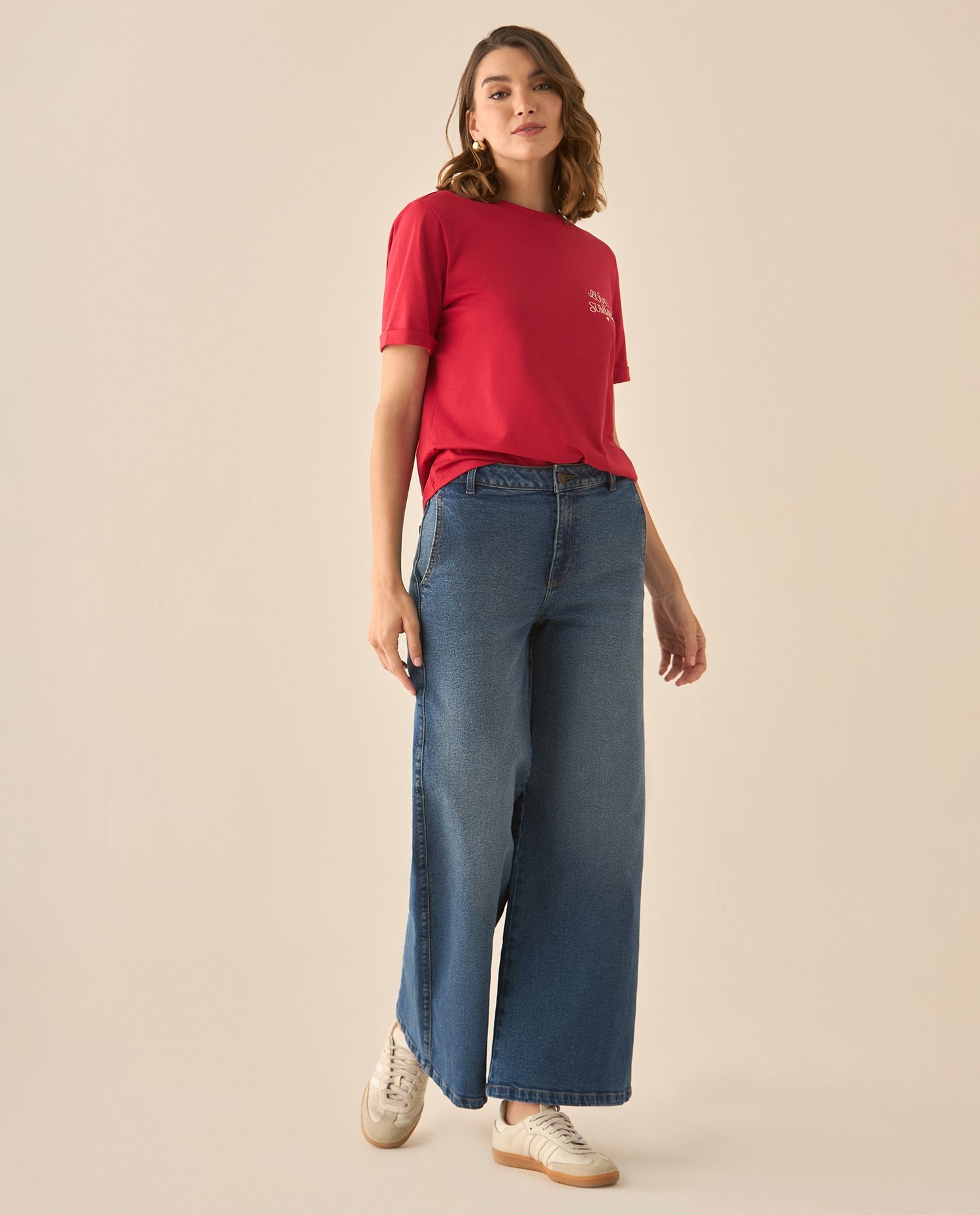 Jean Wide Leg tono medio para mujer - Azul